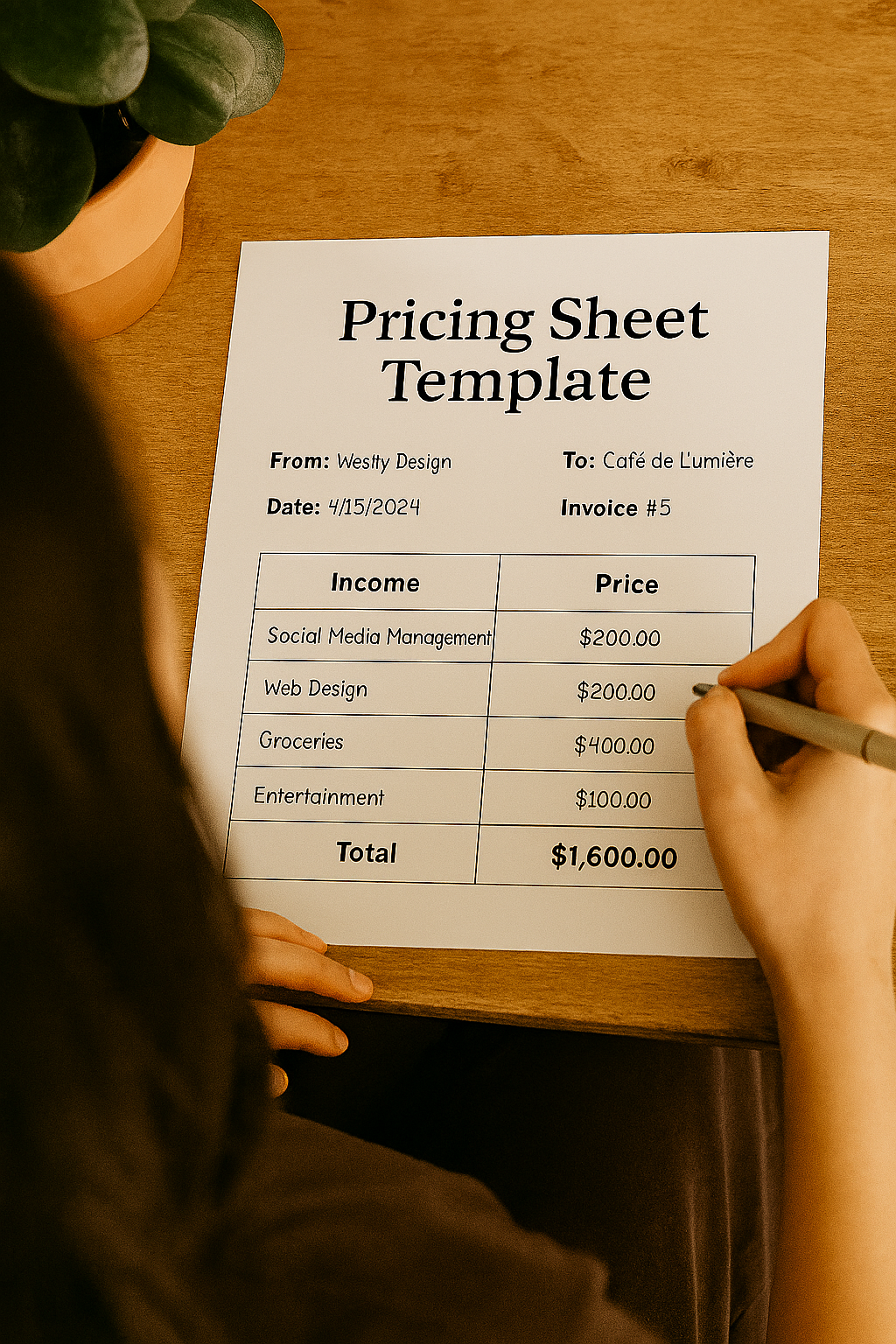 Pricing Sheet Template (Digital PDF)